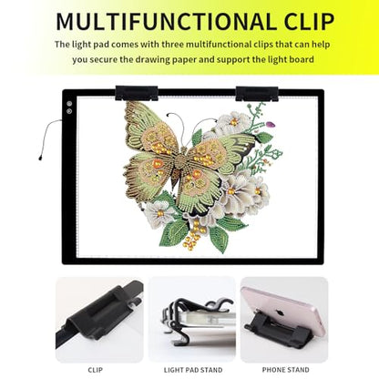 YINGWOND A1 Large Rechargeable Light Pad,Diamond Art Light Board with 3 Color Modes,6 Levels and Stepless Dimming,Battery Powered Light Box for Tracing,Diamond Painting,Drawing,Sketching - style: Rechargeable-A1