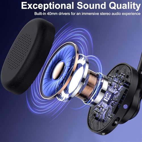 Wireless Bluetooth Headset with CVC8.0 Noise-Cancelling Mic for Work