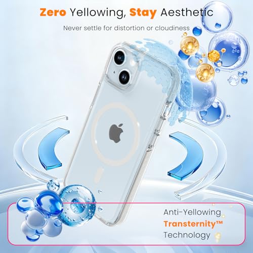 DEERLAMN Magnetic Clear Case for iPhone 13/iPhone 14 6.1-Inch, [Compatible with Magsafe][Anti-Yellowing] Transparent Slim Shockproof Protective Phone Cover, White - color: White, size: iPhone 13/14-6.1 Inch