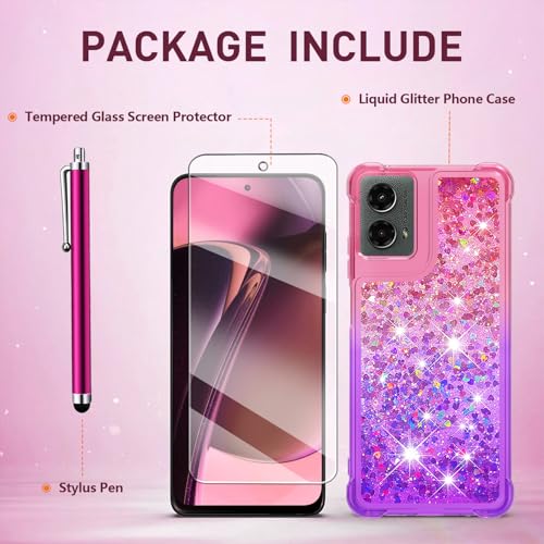 for Moto G Play 2024 Case with Screen Protector, Pink Purple - color: Pink Purple Color