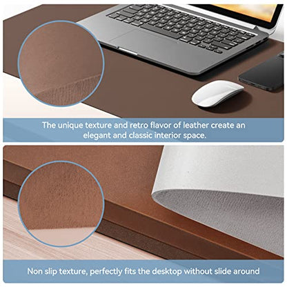 Desk Mat Wireless Charging Mouse Pad Large 32x16 Journey Desk Pad Mat with Wireless Charger Waterproof Leather Computer Mat with Phone Charger Mousepad Non-Slip for Keyboard and Mouse - color: Light Brown, size: 32" x 32"