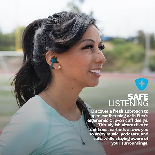 JLab, Flex, Open Ear Earbuds, Clip On True Wireless Bluetooth Earbuds, Teal - color: Teal