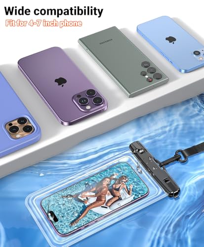 【2 Pack】Coolpow Waterproof Phone Pouch【Easy Lock & Heavy Duty】IPX8 Water Proof Cell Phone Dry Bag for Beach Vacation Waterproof Phone Case With Lanyard Protector for iPhone 17 Samsung All 4-7" Phone