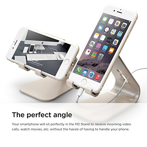 elago® M2 Stand [Champagne Gold] - [Premium Aluminum][Angled for Video Calls][Cable Management] - for all iPhones, Galaxy, and other Smartphones - color: Champagne Gold