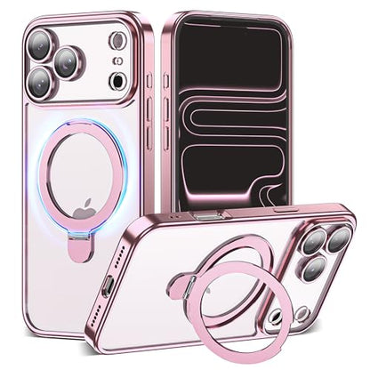 for Plating iPhone 17 Pro Max Case with Magnetic Stand,Rose Gold - color: Rose Gold, size: iPhone 17 Pro Max
