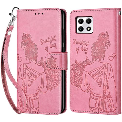 for T-Mobile Revvl 7 5G Wallet case, Pink-Girl | 3 Card Holders, Kickstand, Shockproof TPU Shell, PU Leather, Magnetic Closure, Protective Flip Folio Cover, Women - color: 1