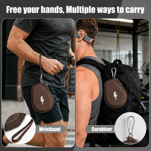 Casmilee Headphones Case Compatible with SHOKZ OpenRun Pro 2/1/Mini, OpenRun Standard/Mini, OpenMove, OpenSwim Pro, OpenSwim, Open-Ear Bone Conduction Sport Headphones, Travel Storage Only (Brown) - color: Coffee