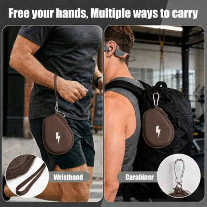 Casmilee Headphones Case Compatible with SHOKZ OpenRun Pro 2/1/Mini, OpenRun Standard/Mini, OpenMove, OpenSwim Pro, OpenSwim, Open-Ear Bone Conduction Sport Headphones, Travel Storage Only (Brown) - color: Coffee