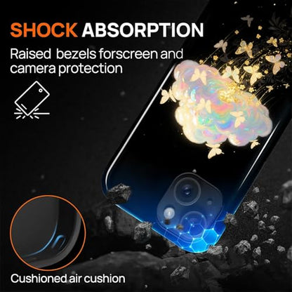 Case for iPhone 15 Plus, Shockproof Hybrid Protective Phone Case, Dual-Layer Drop Protection Anti-Scratch, Butterfly Cloud - color: Butterfly Cloud, size: iPhone 15 Plus