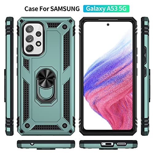 for Samsung A53 5G Case, Galaxy A53 5G Case with HD Screen Protector, [Military Grade 16ft. Drop Tested] Ring Shockproof Protective Phone Case for Samsung Galaxy A53 5G,Dark Green - color: Samsung Galaxy A53 5G Case Dark Green