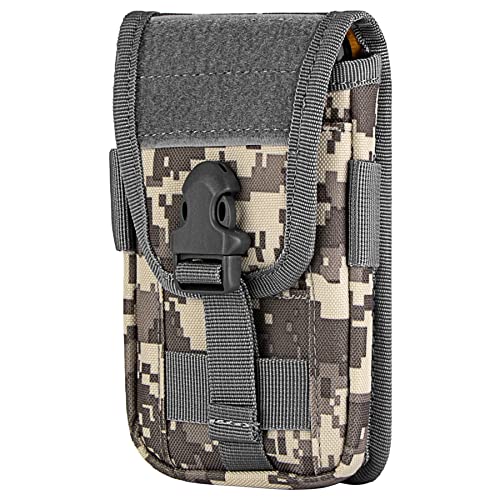 Tactical Molle Pouch Compact Utility EDC Waist Pack Phone Holster with Card Slots for 4.7"-6.9" Phone - color: ACU