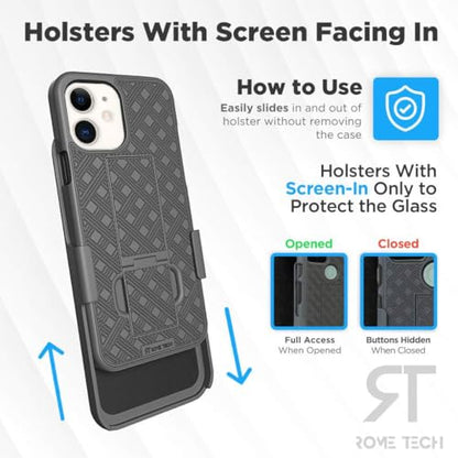 Designed for Apple iPhone 11 Case with Belt Clip Holster | Rugged Holster & Protective Phone Case Combo with Anti-Slip Texture - Black - style: iPhone 11