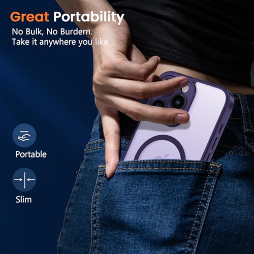 Magnetic Case for iPhone 13 Pro 6.1-Inch, [Compatible with Magsafe][Full Camera Protection] Ultra Slim Translucent Matte Shockproof Protection Phone Cover-Dark Purple - color: Dark Purple, size: iPhone 13 Pro
