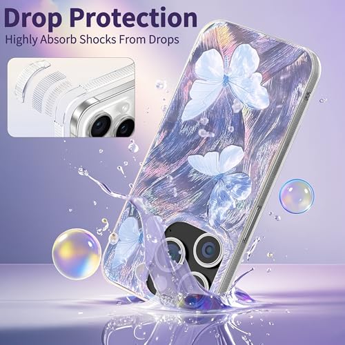 Compatible with iPhone 12 Pro Max Case,with [Shockproof Protective][Camera Protection] Cute Butterfly Aesthetic Phone Cover Anti-Yellowing Soft Slim Cover for Women Girl-Blue - color: Blue Butterfly, size: iPhone 12 Pro Max