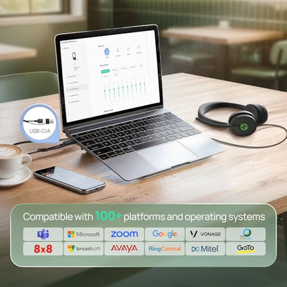 Yealink UH48 ANC Wired USB-C/A Headset, 6 AI Noise-Canceling Microphones - color: USB-C/A (UC)