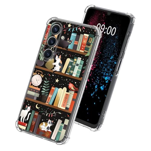 Cats Library Phone Case for Samsung Galaxy S24, Clear Soft TPU Case with Shockproof Corners Slim Transparent Protective Cover for Galaxy S24 - color: Cats Library, size: 6.2" Galaxy S24