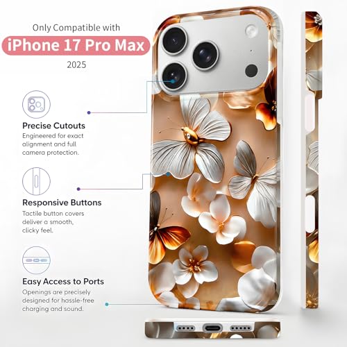 Case Compatible with iPhone 17 Pro Max, 2025 Anti-Yellow Ultra Transparent Soft TPU Phone Case, Shockproof Anti-Slip Slim Lightweight Full Coverage Protective (Flowers 4) - color: Flowers 4