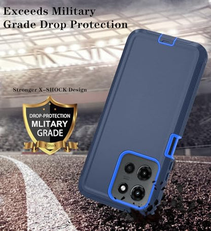 Qinmay Phone Case for Motorola Moto G 2025/Moto G Play 5G 2025 Case with HD Screen Protector, Heavy Duty Shockproof & Dropproof 3-Layer Cover Phone Case,DarkBlue - color: DarkBlue