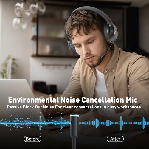 H300 Wireless Headphones with Microphone,Over Ear Bluetooth Headsets, Black