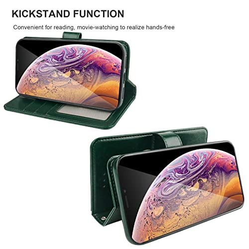 Bocasal Detachable Wallet Case Card Holder for iPhone Xs Max, Green - color: Green
