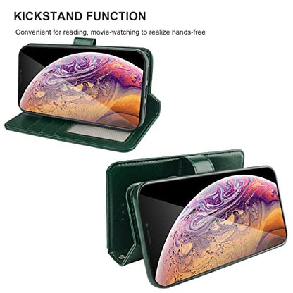Bocasal Detachable Wallet Case Card Holder for iPhone Xs Max, Green - color: Green