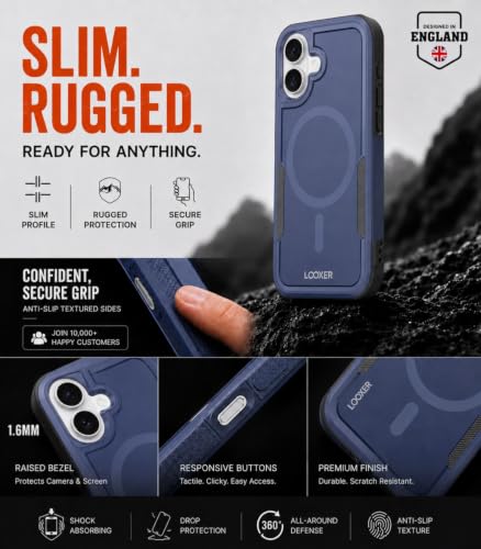 LOOXER® Heavy Duty Rugged Magnetic Case for iPhone 17 (6.3”) | Military Grade Shockproof Protection,MagSafe Compatible+ Tempered Glass Included (Blue, 17) - color: Blue, size: 17