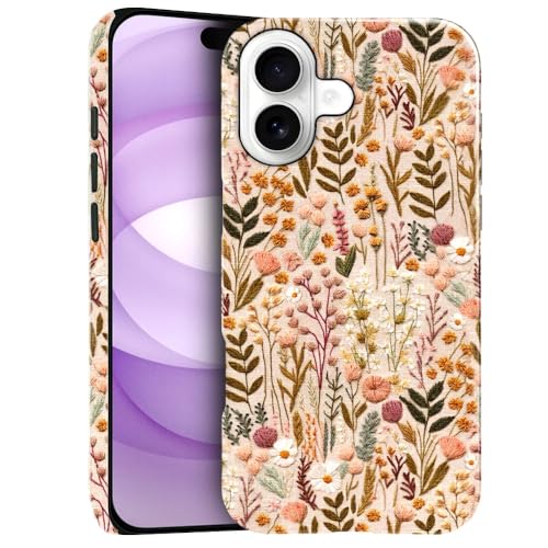 Compatible with iPhone 17,Anti-Scratch Glossy Case Cover,Boho Romantic Embroidery Flower - color: Boho Romantic Embroidery Flower, size: IPhone 17