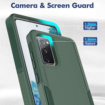 for Galaxy S20 FE 5G Case,[Military Grade Drop Tested] with HD Screen Protector,Dual Layer Protective Heavy Duty Cell Phone Cover Non-Slip Shockproof Case for Samsung Galaxy S20 FE (Dark Green) - color: Dark Green