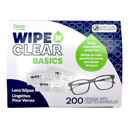 Flents Lens Wipes, Wipe 'N Clear Basic, 200 Count, Pre-Moistened - size: 200 Count (Pack of 1)
