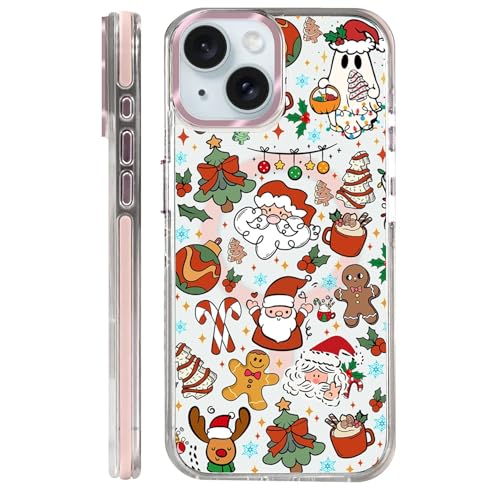 Clear Case for iPhone 15 Plus, [Magnetic Charging Compatible][Military-Grade Protection][Anti-Yellowing] Shockproof Slim Magnetic Phone Case for iPhone 15 Plus, Christmas Doodle - color: Christmas Doodle, size: iPhone 15 Plus
