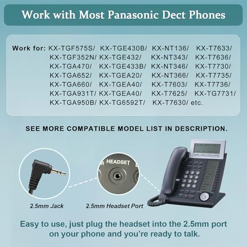 2.5mm Telephone Headset with Microphone Noise Cancelling & Volume Controls