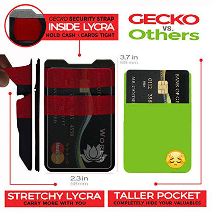 Gecko Travel Tech Double Pocket - Adhesive Card Holder - Cell Phone Pouch - Stick on Spandex Pocket - Carry Credit Cards and Cash (2 PACK - ENLIGHTENED - COMBO) - color: 2 PACK - ENLIGHTENED - COMBO