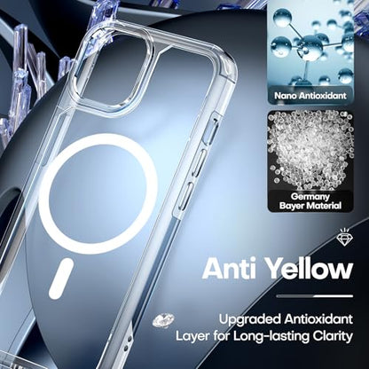 TAURI for iPhone 14 Case, Compatible with MagSafe, Clear | Compatible with MagSafe, Military Standard Protection, [Anti-Yellowing] Shockproof Magnetic Mobile Phone Case - color: A-Magnetic Clear
