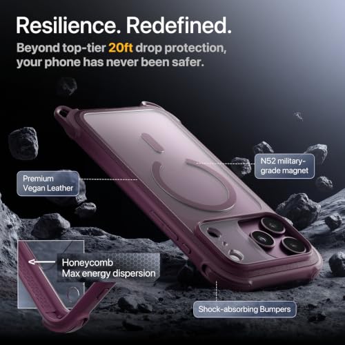 MAGEASY Odyssey MagSafe Crossbody iPhone Case with Strap for iPhone 18 Pro & 17 Pro, 20ft Drop Protection, TPU Leather Shoulder Phone Carrying Case with Adjustable Lanyard (Purple) - color: Purple, size: iPhone 18 Pro