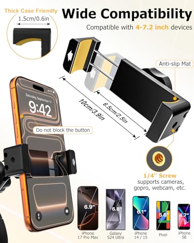 Stroller Phone Holder Handle - 360° Metal Arm & Super Stable