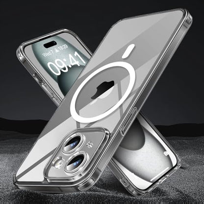 Magnetic Clear Case Compatible with iPhone 15 6.1‘’, Non-Yellowing Drop Protection Cover Cases - color: Clear, size: iPhone 15