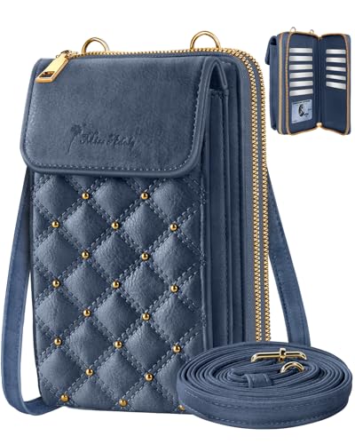 Miss Adola Zipper Cell Phone Purse Crossbody Bag for Women | Zipper Closure, RFID Blocking, Card Slots, Adjustable Shoulder Strap, Cute Small Phone Wallet for Travel and Daily Carry - color: Blue