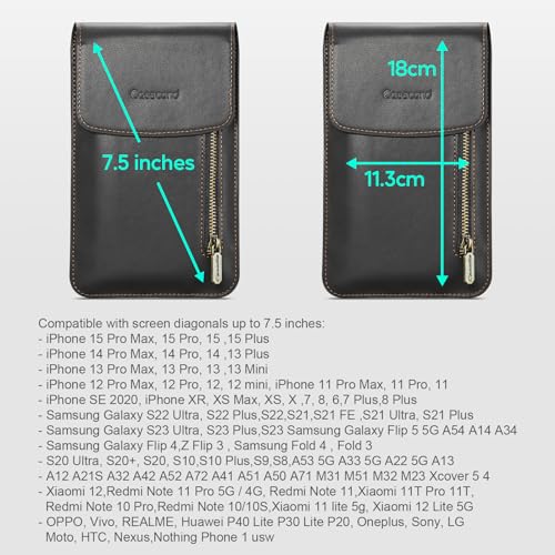 Small Crossbody Bag Cell Phone Purse for Women Men Leather Mini Shoulder Bag Wallet Case with Card Holder Slot Lanyard for All Phones iPhone 16 15 11 Samsung Google Moto up to 7.5" Black - color: Black 1