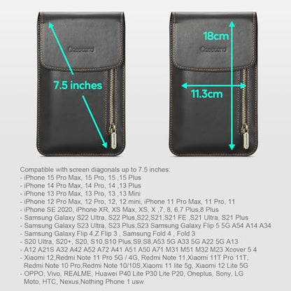 Small Crossbody Bag Cell Phone Purse for Women Men Leather Mini Shoulder Bag Wallet Case with Card Holder Slot Lanyard for All Phones iPhone 16 15 11 Samsung Google Moto up to 7.5" Black - color: Black 1
