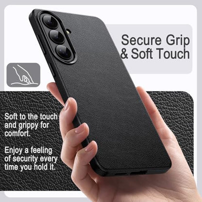 JETech Vegan Leather Case for Samsung Galaxy S26, Black | Compatible with MagSafe, Anti-Slip Grip Phone Cover, Metal Button, Soft Microfiber Lining - color: Black, size: Galaxy S26