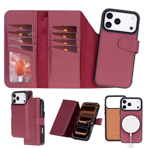 Bayelon iPhone 17 Pro Trifold Wallet Case - RFID & MagSafe Compatible - Burgundy - color: Burgundy, size: iPhone 17 Pro