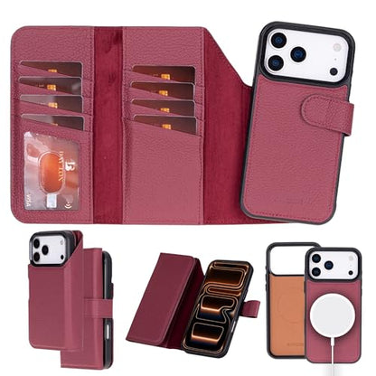 Bayelon iPhone 17 Pro Trifold Wallet Case - RFID & MagSafe Compatible - Burgundy - color: Burgundy, size: iPhone 17 Pro