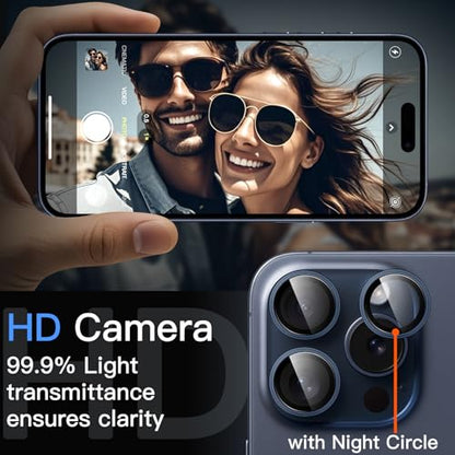 JETech Camera Lens Protector for iPhone 15 Pro/15 Pro Max, Blue Titanium - color: Blue Titanium