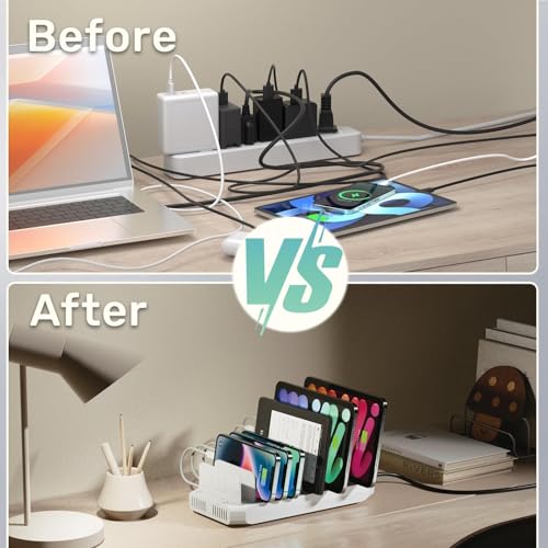 SUIDEK 10 Ports Multiple Device USB Fast Charging Station with QC 3.0 Port