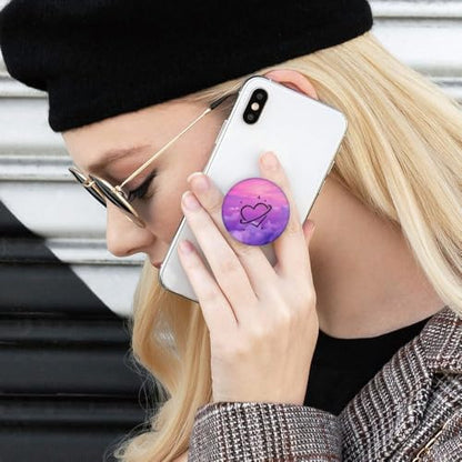 (6 Pack) Cell Phone Grip,Mobile Phone Finger Foldable Holder Stand for Smartphones and Tablets - Purple Pink Heart - color: Py005