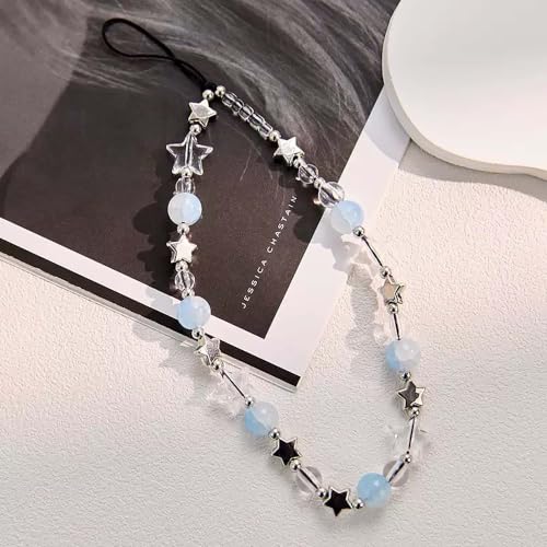 Beaded Phone Charm Lanyard Strap Girly Style Fixed Beads Pearl Lanyards - color: PH-prhd-1