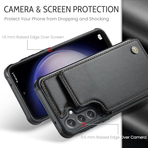 Kowauri for Samsung Galaxy S23 FE Case, PU Leather Wallet Case for Women Men with RFID Blocking Card Holder Slot Magnetic Closure Shockproof Protective Phone Cover for Samsung Galaxy S23 FE,Black - color: Black