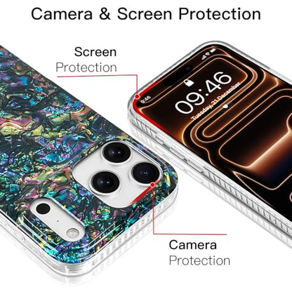AIGOMARA Magnetic for iPhone 17 Pro Case, Abalone Opalescent Shell - color: Abalone-Round, size: iPhone 17 Pro