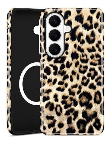 Magnetic Cheetah Case for Samsung Galaxy A16 5G, White | Compatible with MagSafe, Cute Leopard Print Design, TPU and PC Shockproof Protective Phone Cover for Women Girls - color: White Cheetah