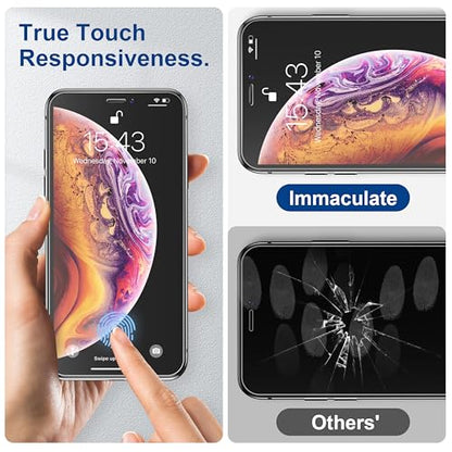 ImpactStrong Shatterproof Tempered Glass Screen Protector for iPhone 11 Pro/iPhone XS/iPhone X [Easy Installation Frame] [Bubble Free] [9H Hardness] [Full Coverage] Case Friendly, 5.8 Inch - (3-Pack) - size: iPhone 11 Pro/X/XS